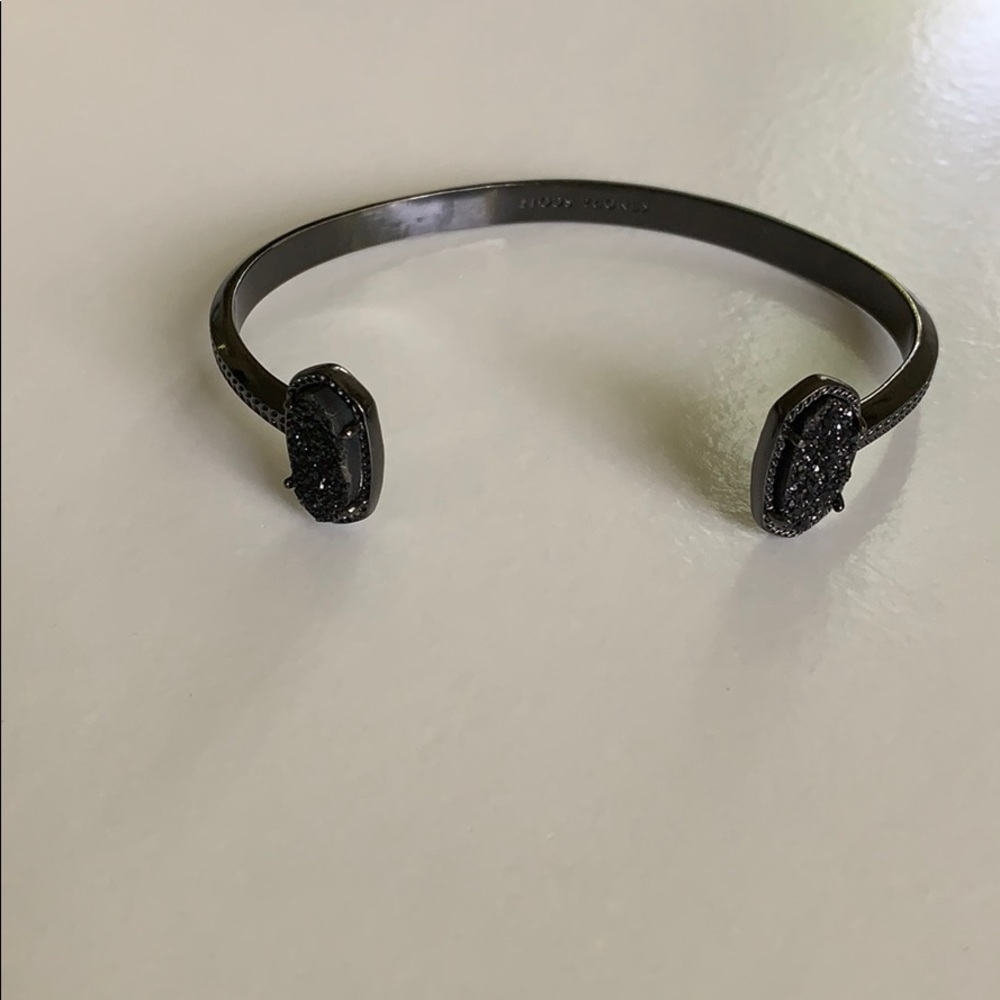 Kendra Scott Elton Bangle, Gunmetal & Black Druzy